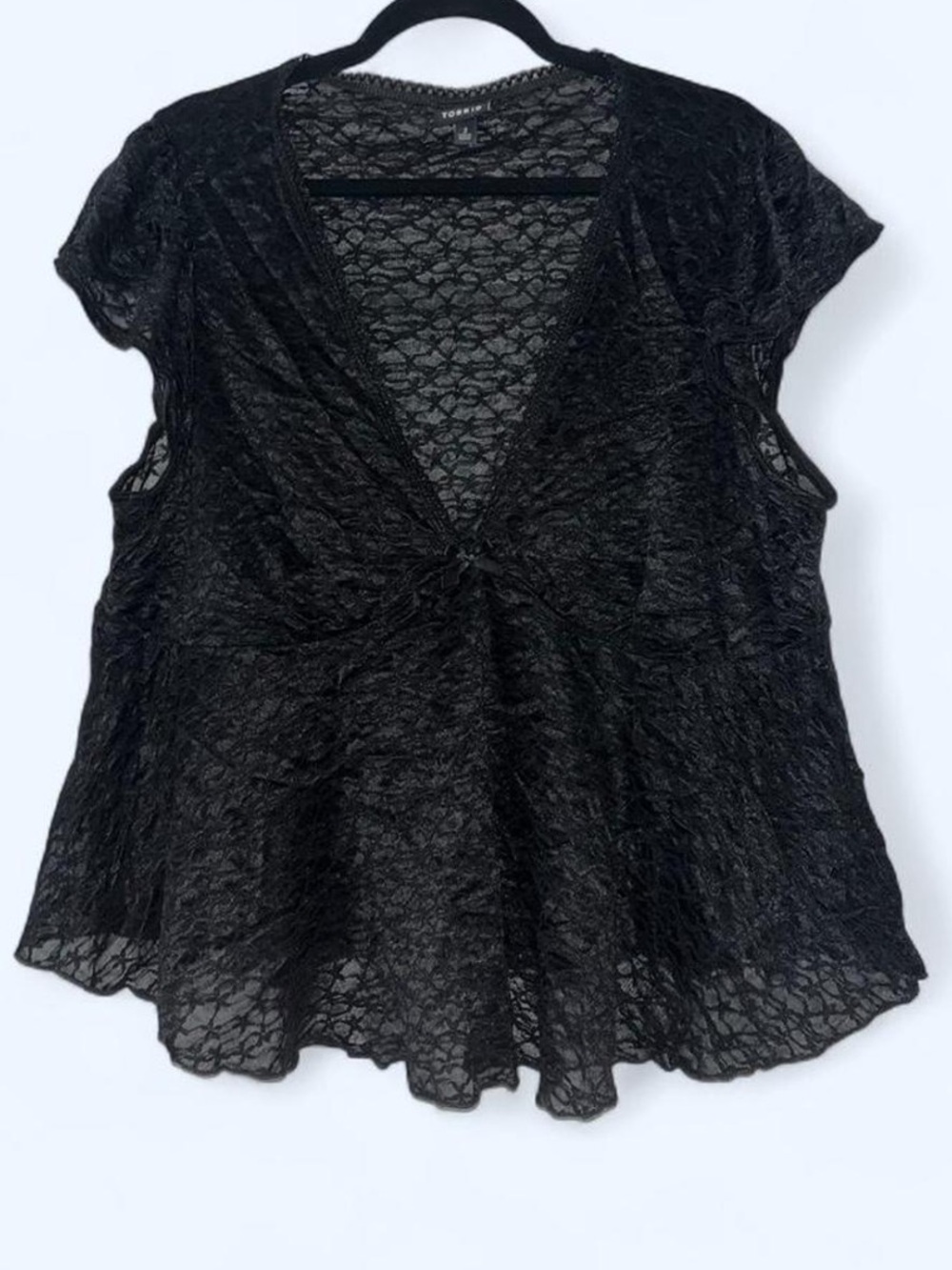 Torrid Plus Size 2x Black Lace Stretch Babydoll Top